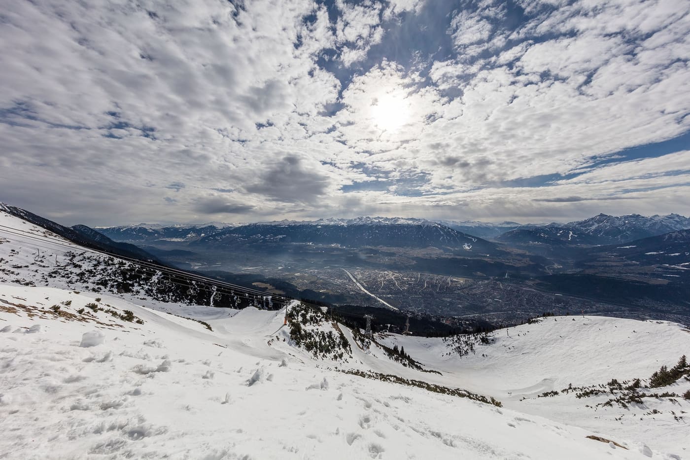 A cable car of the Nordkettenbahn above Innsbruck